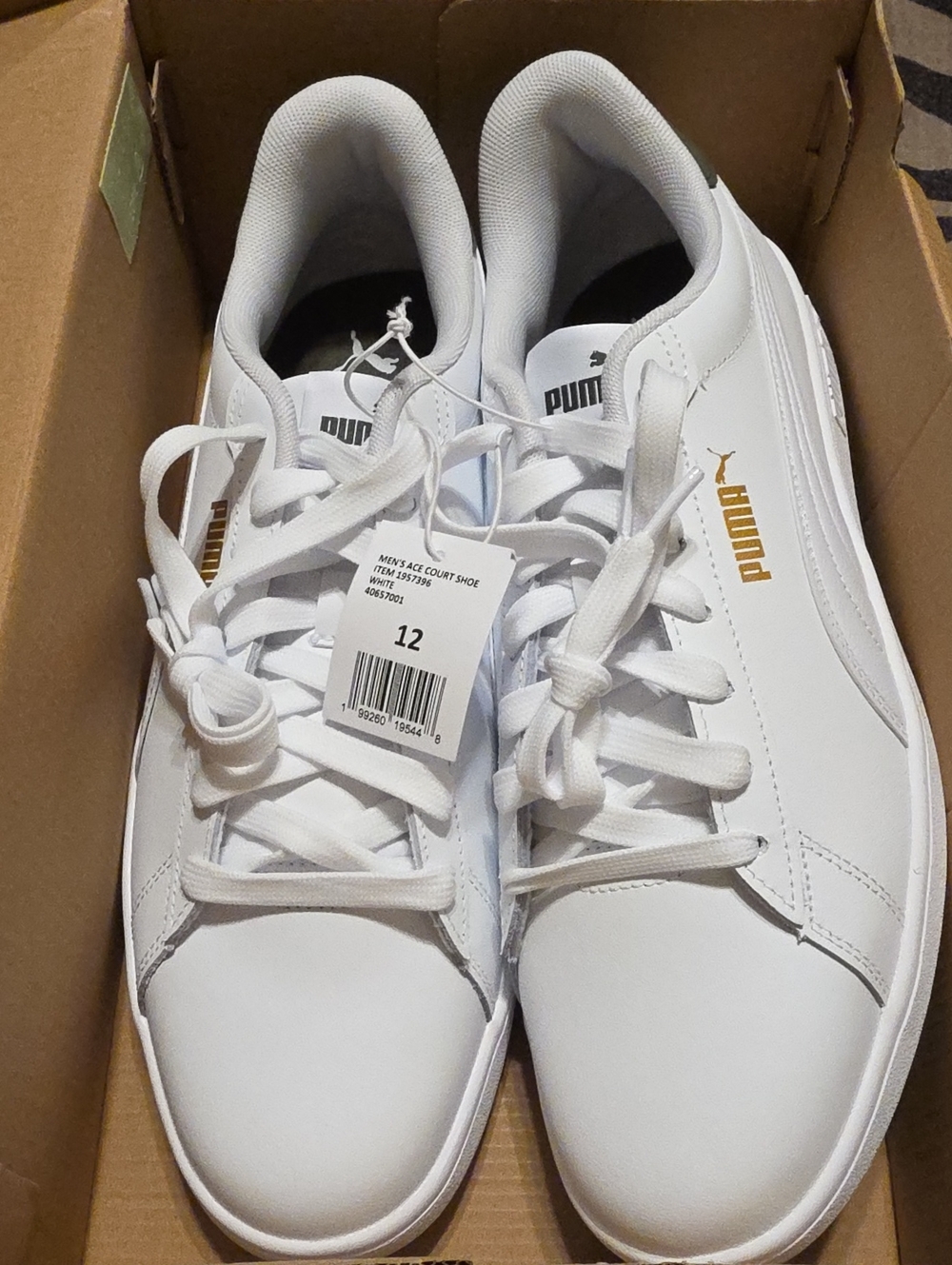 Puma White and Gold Men's Sneakers